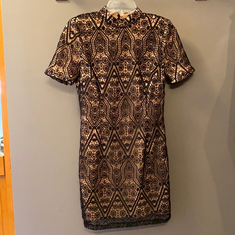 Black and Nude Lace Dress